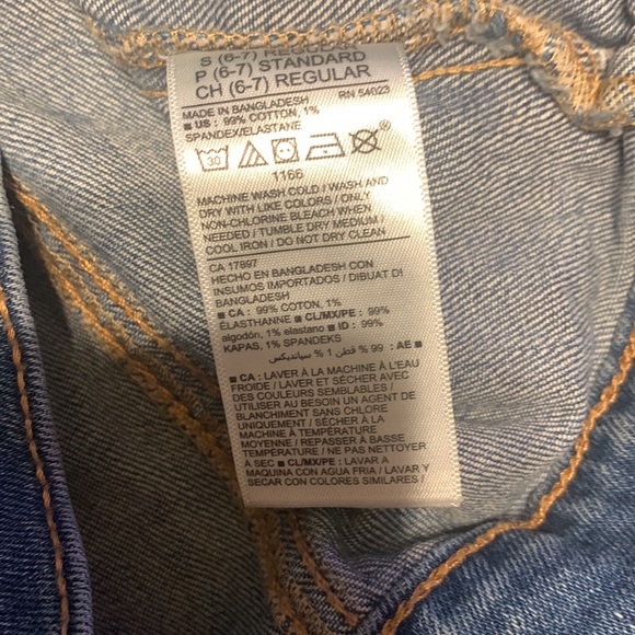 Denim Jean Jacket Button Front & Cuffs Stretch Old Navy Girls 6-7 - Picture 4 of 7